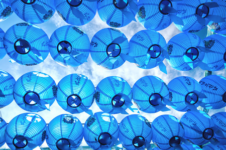 Paper lanterns hang at Seokguram Grotto in Gyeongju, South Korea  のeditorial素材