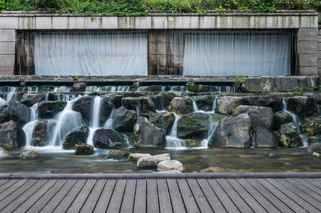 Cheonggyecheon Stream is a restored watercourse in the heart of Seoul, South Korea の写真素材