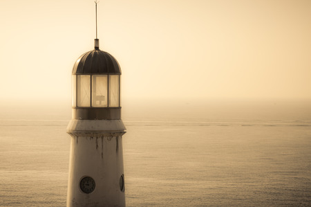 Vintage shot of an old light house in Busan, South Korea.の写真素材