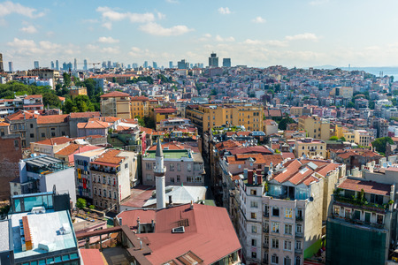 Aerial view of the Istanbul cityscape, looking toward the Taksim District.のeditorial素材