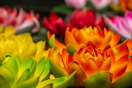 Lotus flowers adorn the entrance to Jokhang Temple in Lhasa, Tibet.の写真素材