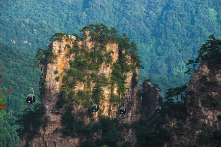 Natural sandstone formations in Zhangjiajie National Forest Park in Hunan Province, China.のeditorial素材