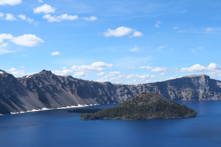 Clouds Above Crater Lake And Wizard Islandの写真素材