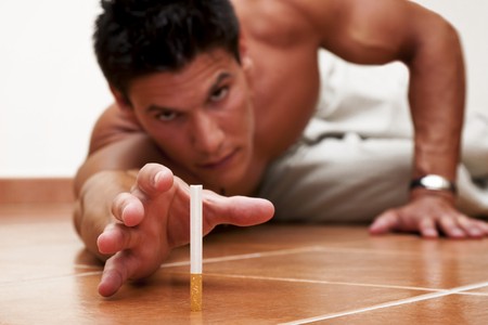 concept of withdrawal symptoms from nicotine の写真素材