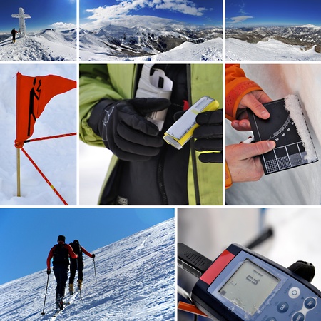 collage of mountain scenes, representing the prevention of avalanches の写真素材