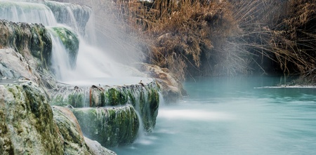 Thermal water for bathing.Saturnia, famous in Tuscanyの写真素材