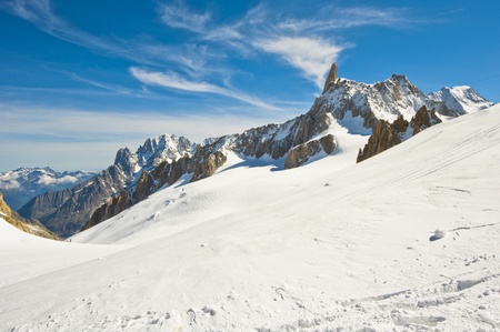 Mont Blanc massif. panorama of the Italian Alpsの写真素材