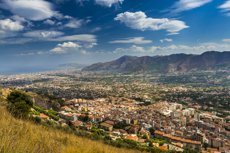 View on coast of Sicily, Italian island in the mediterranean sea.の写真素材