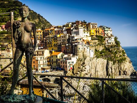 beautiful panorama of National park of Cinque Terre in Liguria, Italy.の写真素材