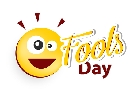 April fools day with smiley face illustration on white background.のイラスト素材