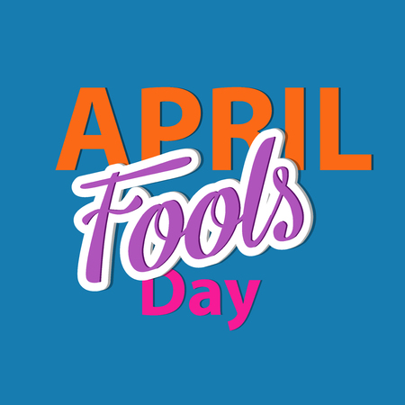 April fools day lettering on blue background, vector illustration.のイラスト素材