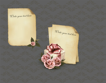 Roses and Vintage background vector to design banners, posters, backgrounds,..etc.のイラスト素材