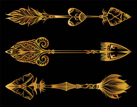 you can use Gold sketch arrows vector
 to design banners, posters, backgrounds,..etc.のイラスト素材