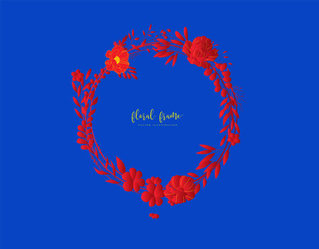 Beautiful flower decorative frame hand drawn vector to design banners, posters, backgroundsのイラスト素材