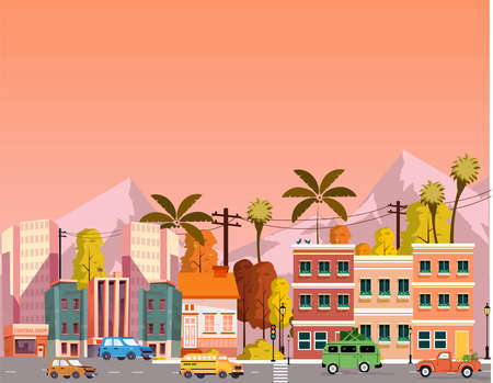 you can use city life poster colored contemporary to design banners, posters, backgrounds,..etc.のイラスト素材