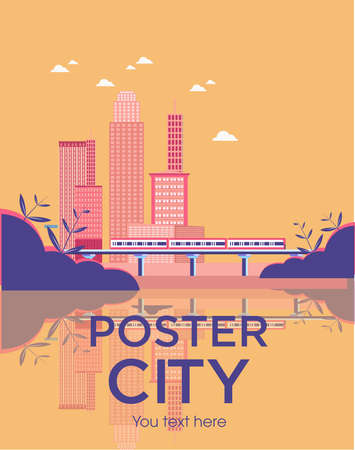 you can use city life poster colored contemporary to design banners, posters, backgrounds,..etc.のイラスト素材