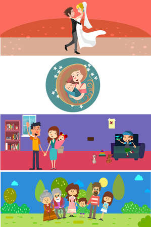 you can use Family design concept set with just married children medicine to design banners, posters, backgrounds,..etc.のイラスト素材