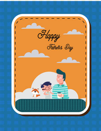 you can Happy fathers day greeting card with dad and children to design banners, posters, backgrounds,..etc.のイラスト素材