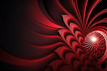 Red fabric curtain wave on black blank space luxury backgroundの写真素材