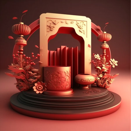 Podium and background for chinese new yearchinese festivals mid autumn festival