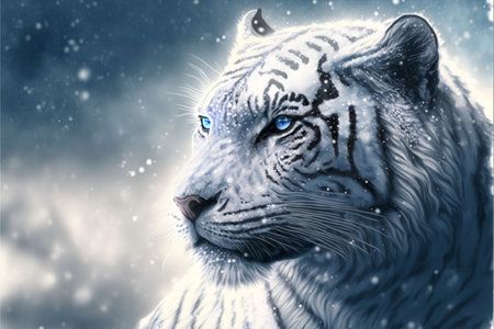 Cute Tiger in winter dayの写真素材