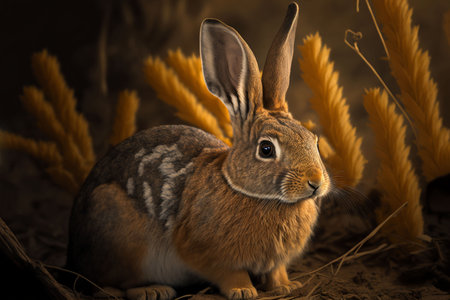 wild rabbit outside the autumnの写真素材