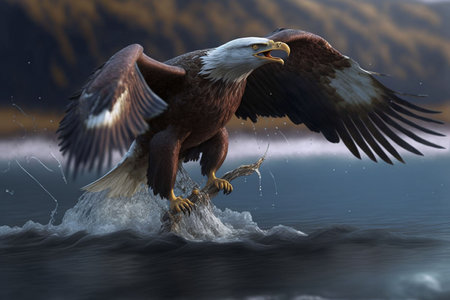 Bald Eagle Catching A Big Fishの写真素材