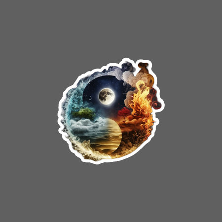This Sticker ready to print with 300 DPI, eps 10. You can use Yin and yang made of fire and water sticker to your project.の写真素材