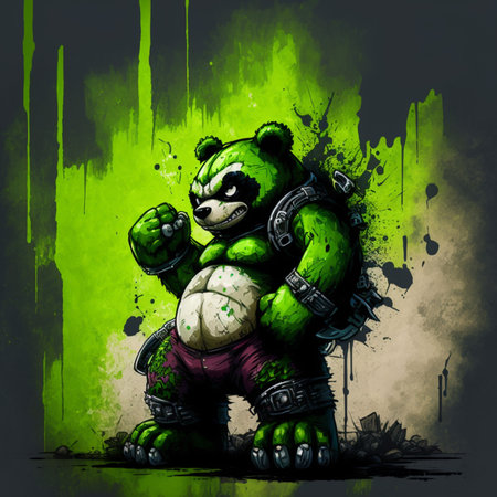 angry panda cartoon generative AIの素材