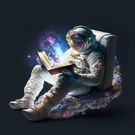 astronaut reading book gener generative AIの素材