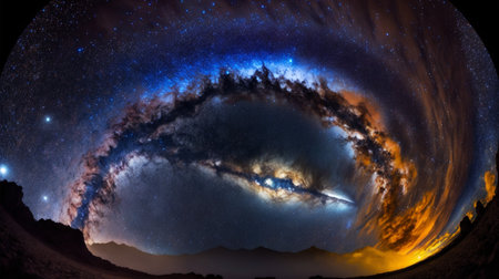 Milky Way Galaxy and Stars in the Night Sky. AI Generatedの素材