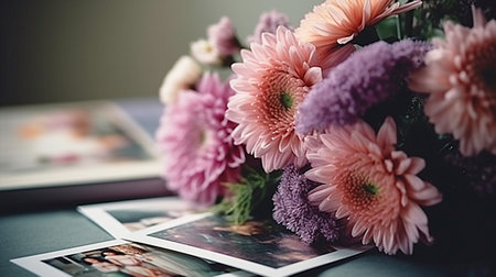 Soft blurred Chrysanthemum Gompie Pink flower for background, ai generativeの素材