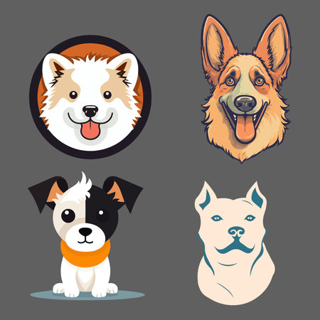 Funny cartoon dog facesのイラスト素材