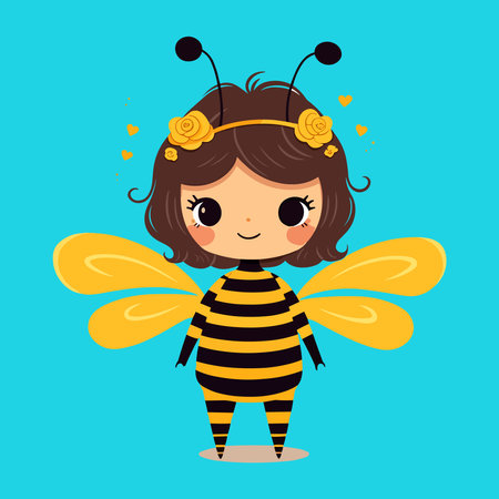 Vector young girl in bumble bee outfitのイラスト素材