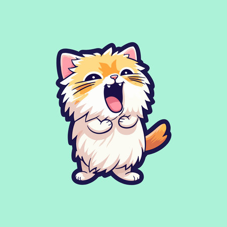 a cute persian cat is singing vectorのイラスト素材