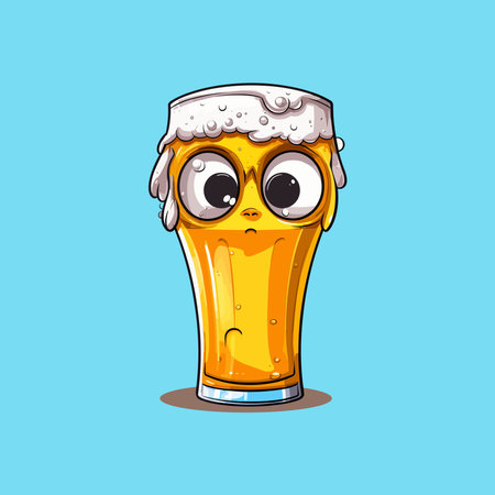Flat icon friendly mug of beer characterのイラスト素材
