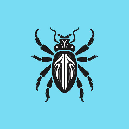 cozy beetle black on blue pastel background