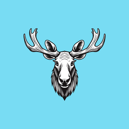 Deer logo with simple minimalist line artのイラスト素材