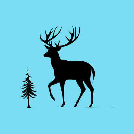 deer shadow in the style of minimalist illustratorのイラスト素材