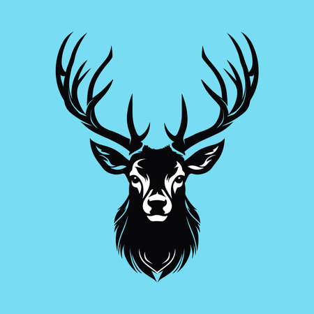 male deer head logo minimalist vector blackのイラスト素材
