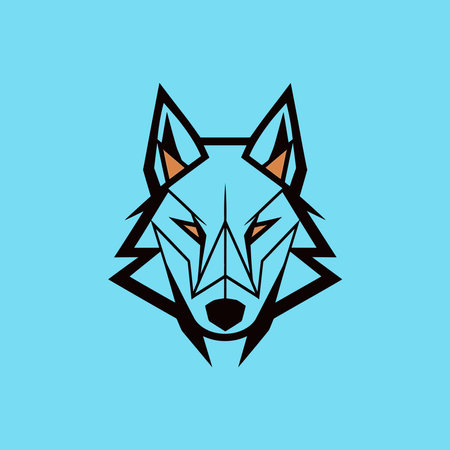Wolf face logo vector isolate on blue pastel background
