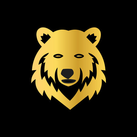 gold bear face in black backgroundのイラスト素材
