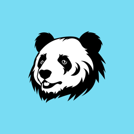 vector illustration of panda headblackのイラスト素材