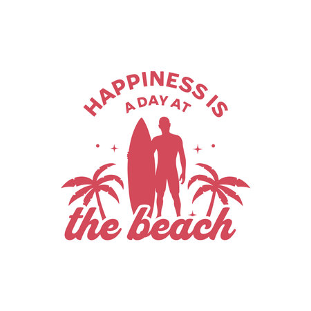 Happiness is a day at the beach, Happy summerのイラスト素材