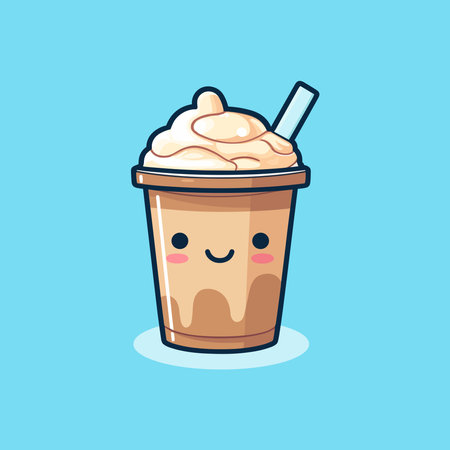 Brown bubble milk tea with delicious tapiocaのイラスト素材