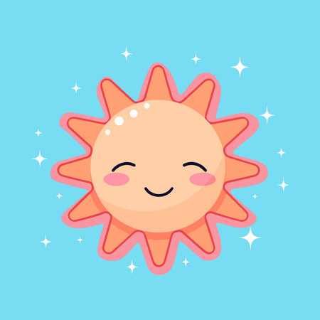 Cute sun in boho style in pastel colorsのイラスト素材