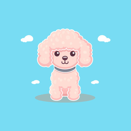 Kawaii cartoon sheep funny smiling little sheepのイラスト素材