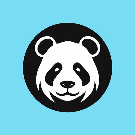 Cute minimalist panda face logo iconのイラスト素材