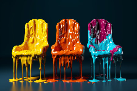 chair made of melting dripping plastic, AI Generatedの素材