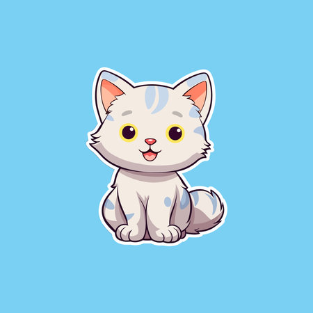 Cute cat sitting smiling isolatedのイラスト素材